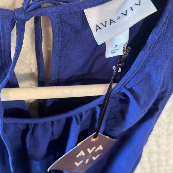 Ava + Viv Sleeveless Color Block Tiered Linen Dress, NWT, Size 1X - Picture 5 of 5